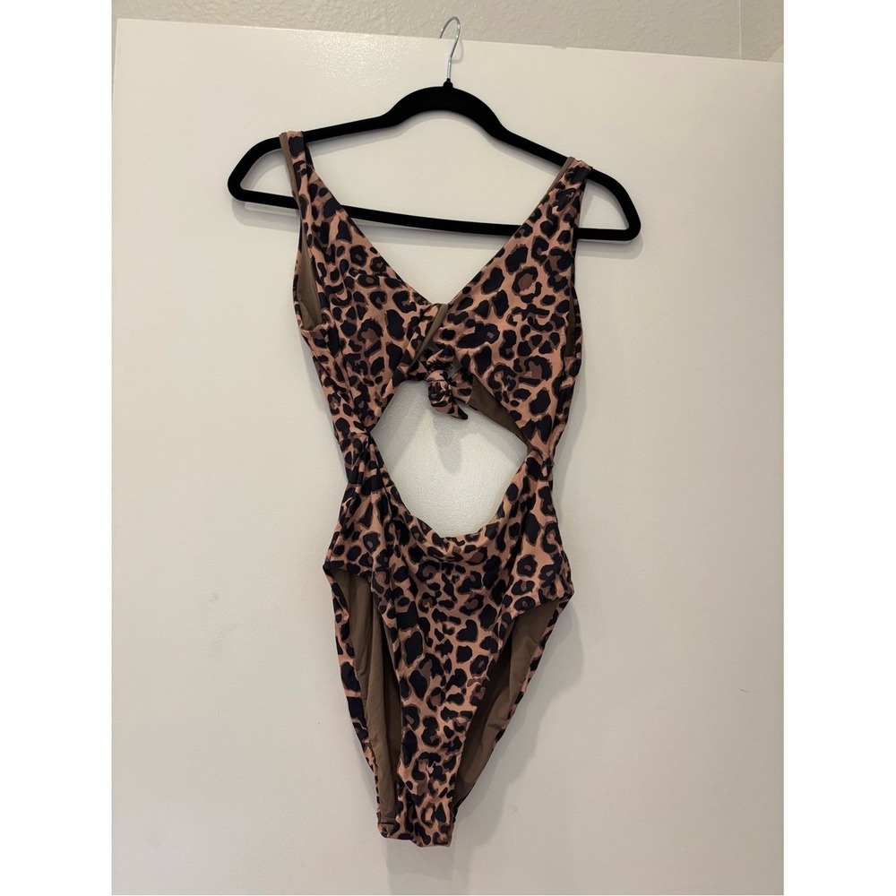 Anthropologie Malai Pugmark Leopard Print Cut Out One-Piece Swim Bathing Suit